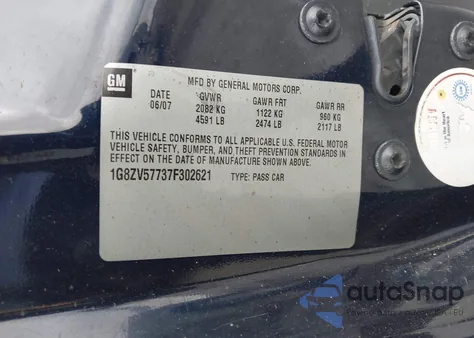 2007 Saturn Aura Xr from USA, damaged, VIN 1G8ZV57737F302621